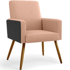 Kit 04 Poltronas Decorativa Maria W01 Pés Palito Linho Rosê C