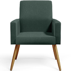 Kit 04 Poltronas Decorativa Maria W01 Pés Palito Linho Verde