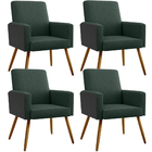 Kit 04 Poltronas Decorativa Maria W01 Pés Palito Linho Verde