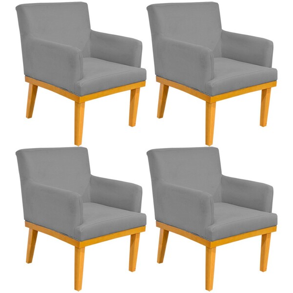 Kit 04 Poltronas Decorativa Para Sala De Estar Base Mel Beatr