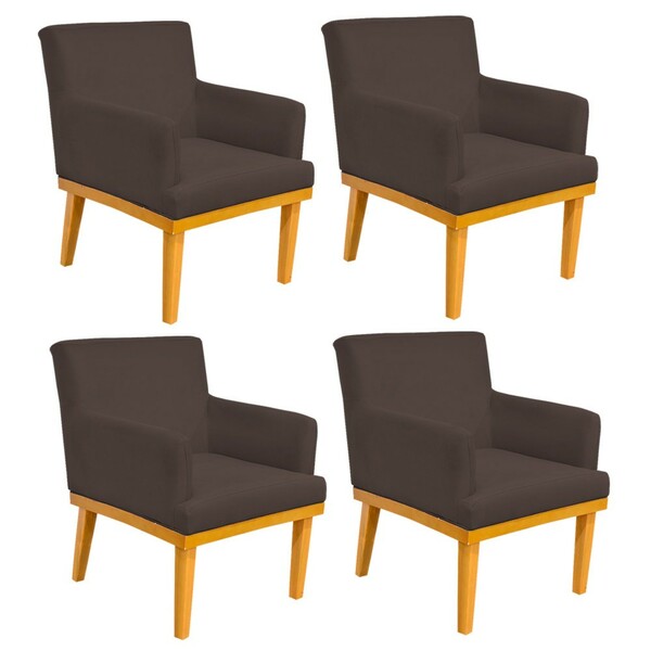 Kit 04 Poltronas Decorativa Para Sala De Estar Base Mel Beatr