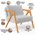 Kit 04 Poltronas Decorativa Para Sala Estar Pietra Estrutura