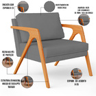 Kit 04 Poltronas Decorativa Para Sala Estar Pietra Estrutura