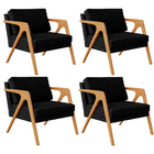 Kit 04 Poltronas Decorativa Para Sala Estar Pietra Estrutura