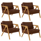 Kit 04 Poltronas Decorativa Sala Estar Pietra Com Estrutura M