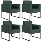 Kit 04 Poltronas Decorativa Sala Recepção Base Fixa De Metal