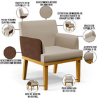 Kit 04 Poltronas Decorativas Base Mel Beatriz W01 Linho Bege