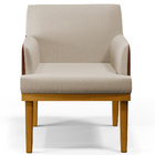 Kit 04 Poltronas Decorativas Base Mel Beatriz W01 Linho Bege