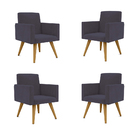 Kit 04 Poltronas Decorativas - Cadeira Escritório Recepção Ci