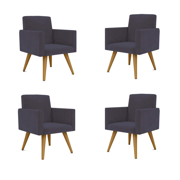 Kit 04 Poltronas Decorativas - Cadeira Escritório Recepção Ci