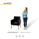 Kit 04 Poltronas Decorativas Lauren Pés Palito Suede Preto -