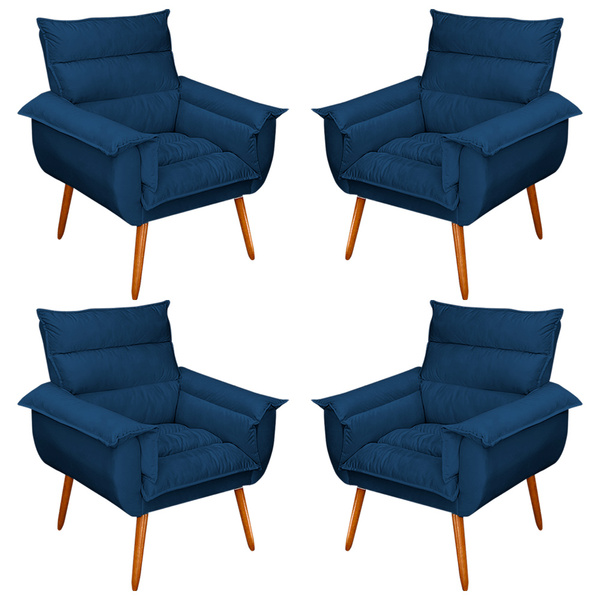 Kit 04 Poltronas Decorativas Modernas Sala E Recepção Monza P