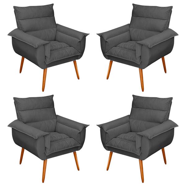 Kit 04 Poltronas Decorativas Modernas Sala E Recepção Monza P