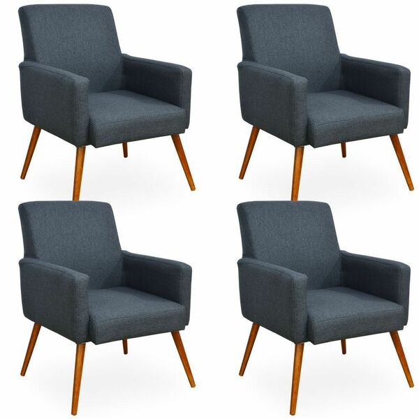 Kit 04 Poltronas Decorativas Para Sala De Estar Maria W01 Lin