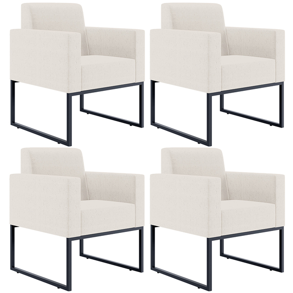 Kit 04 Poltronas Decorativas Para Sala E Recepção Base Fixa D
