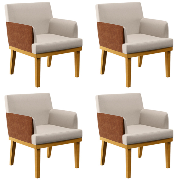 Kit 04 Poltronas Decorativas Para Sala Estar Beatriz W01 Linh