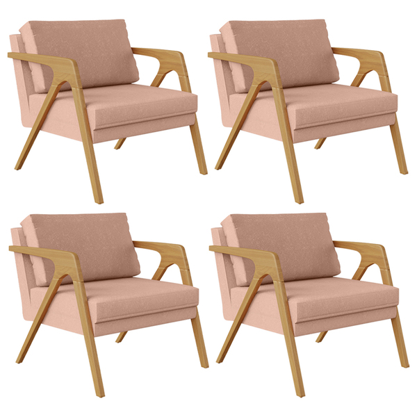 Kit 04 Poltronas Decorativas Para Sala Estar Pietra Estrutura