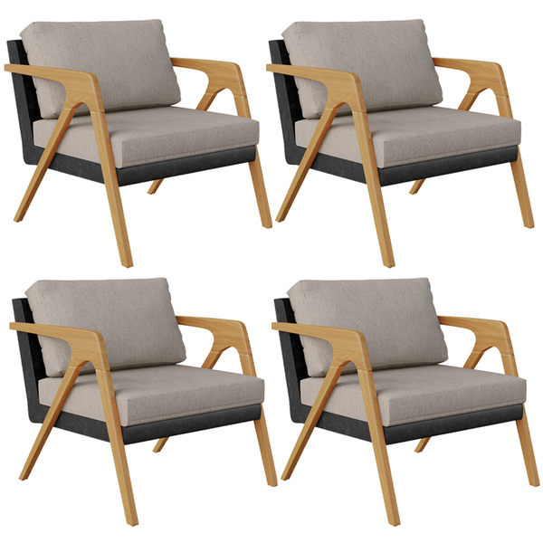 Kit 04 Poltronas Decorativas Para Sala Estar Pietra L02 Courí