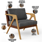 Kit 04 Poltronas Decorativas Pietra L02 Couríssimo Marrom Lin