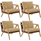 Kit 04 Poltronas Decorativas Pietra L02 Couríssimo Marrom Lin