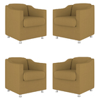 Kit 04 Poltronas Decorativas Sala De Espera Clinica Suede Cap