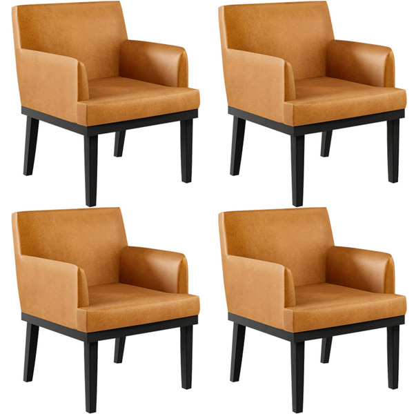 Kit 04 Poltronas Decorativas Sala De Estar Base Preto Beatriz