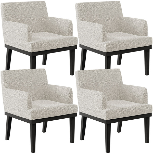 Kit 04 Poltronas Decorativas Sala De Estar Base Preto Beatriz