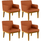 Kit 04 Poltronas Decorativas Sala De Estar Beatriz Base Mel W