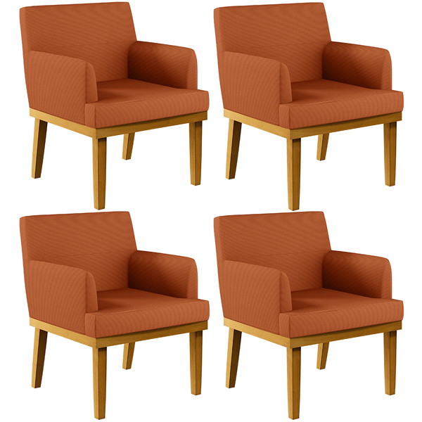 Kit 04 Poltronas Decorativas Sala De Estar Beatriz Base Mel W