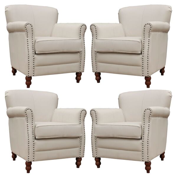 Kit 04 Poltronas Decorativas Sala De Estar Brunei Pés Madeira