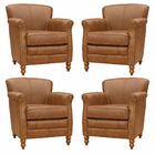 Kit 04 Poltronas Decorativas Sala De Estar Brunei Pés Madeira