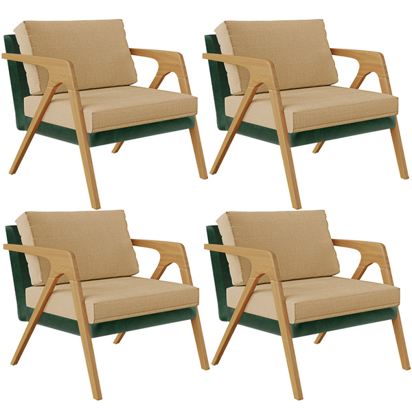 Kit 04 Poltronas Decorativas Sala Estar Pietra L02 Facto Verd