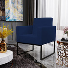 Kit 04 Poltronas Decorativas Sala Recepção Base Fixa Metal He