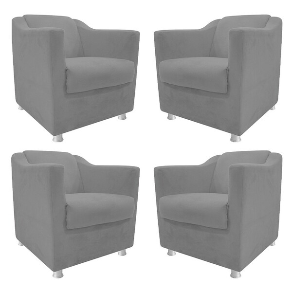 Kit 04 Poltronas Decorativas Tilla Corano Cinza - Amarena Móv