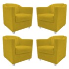 Kit 04 Poltronas Decorativas Tilla Suede Amarelo - Amarena Mó