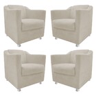 Kit 04 Poltronas Decorativas Tilla Suede Bege - Amarena Móveis