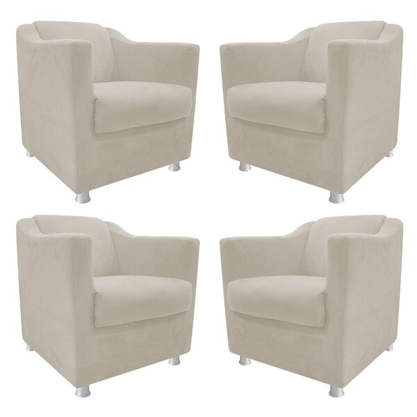 Kit 04 Poltronas Decorativas Tilla Suede Bege - Amarena Móveis