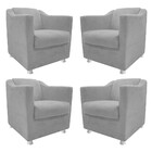 Kit 04 Poltronas Decorativas Tilla Suede Cinza - Amarena Móve