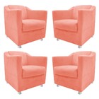 Kit 04 Poltronas Decorativas Tilla Suede Coral - Amarena Móve