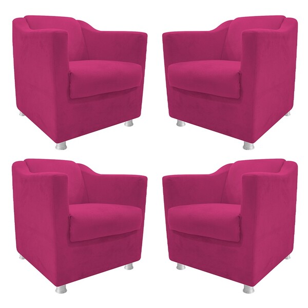 Kit 04 Poltronas Decorativas Tilla Suede Pink - Amarena Móveis