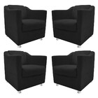 Kit 04 Poltronas Decorativas Tilla Suede Preto - Amarena Móve