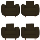 Kit 04 Poltronas Golden Pés Palito Suede Marrom - D'classe De