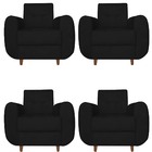 Kit 04 Poltronas Golden Pés Palito Suede Preto - D'classe Dec