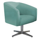 Kit 04 Poltronas Luiza Base Giratória De Metal Linho Azul Tur