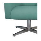 Kit 04 Poltronas Luiza Base Giratória De Metal Linho Azul Tur