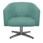 Kit 04 Poltronas Luiza Base Giratória De Metal Linho Azul Tur