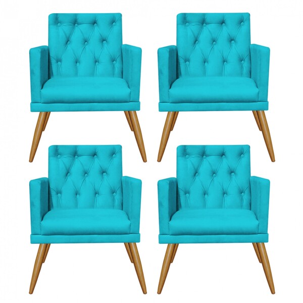 Kit 04 Poltronas Maria Capitonê Sala De Estar Recepção Suede