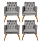 Kit 04 Poltronas Maria Capitonê Sala De Estar Recepção Suede