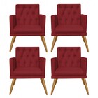 Kit 04 Poltronas Maria Capitonê Sala De Estar Recepção Suede