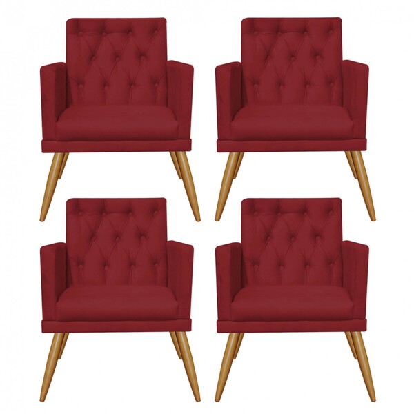 Kit 04 Poltronas Maria Capitonê Sala De Estar Recepção Suede